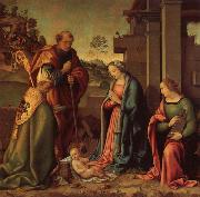 Raffaello Botticini Adoration of the Christ Child with St.Barbara and St.Martin oil painting artist